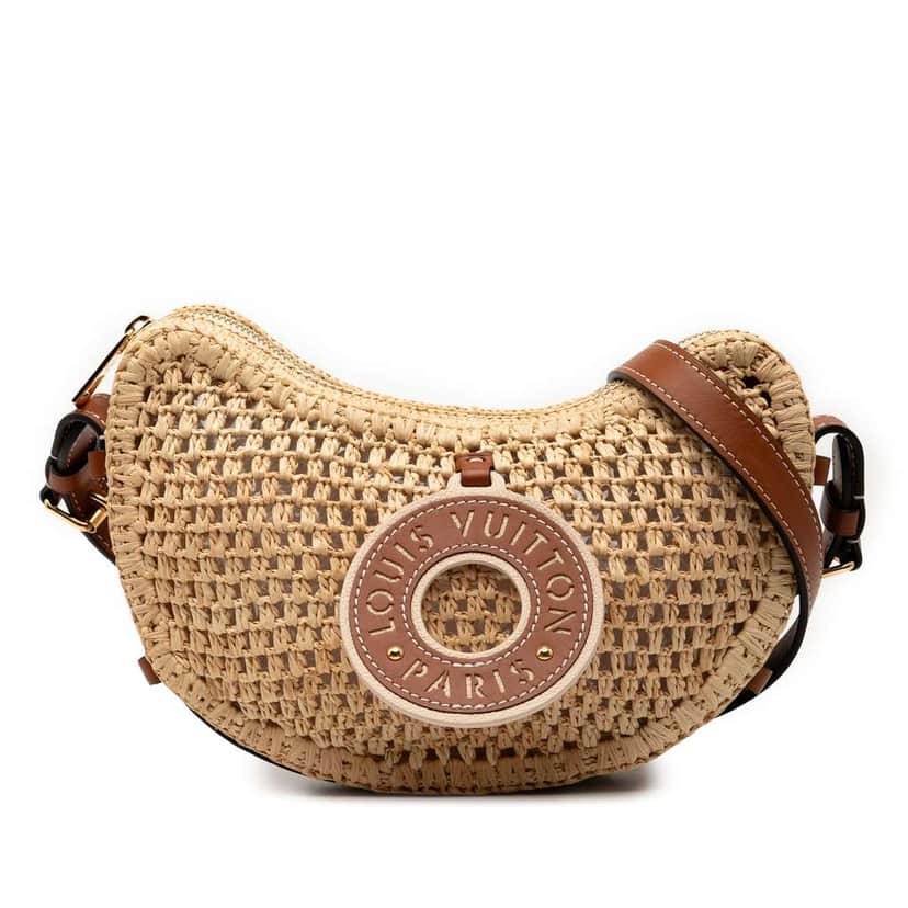 Louis Vuitton Raffia By the Pool Croissant MM Brown Good condition - Front View