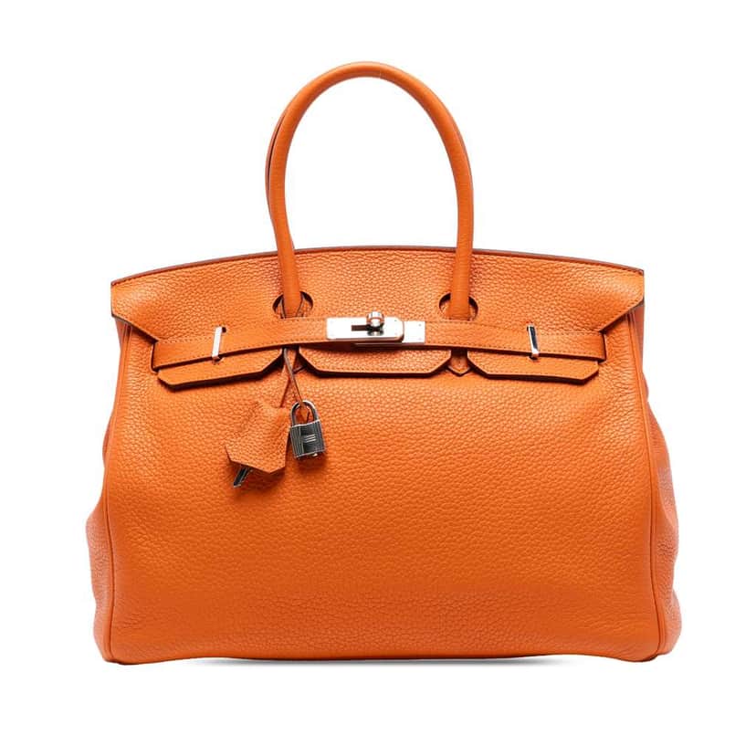 Hermès Togo Birkin Retourne 35 Orange Leather Fair condition - Front View