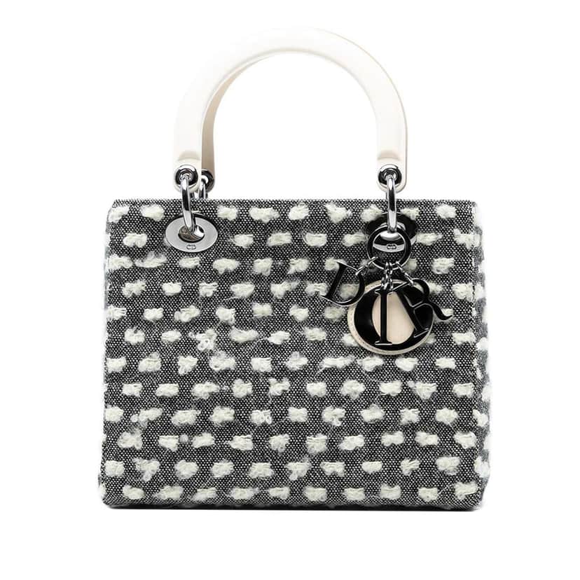 Dior Medium Tweed Lady Dior Grey Tweed Good condition - Front View