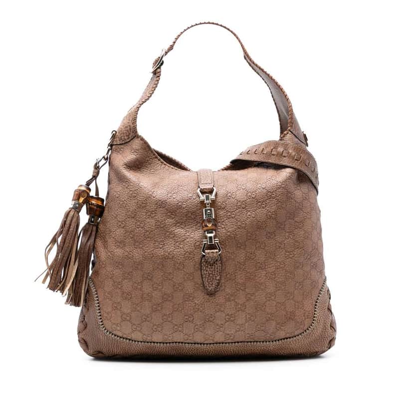 Gucci Large Guccissima New Jackie Satchel Brown Leather Good condition - Front View