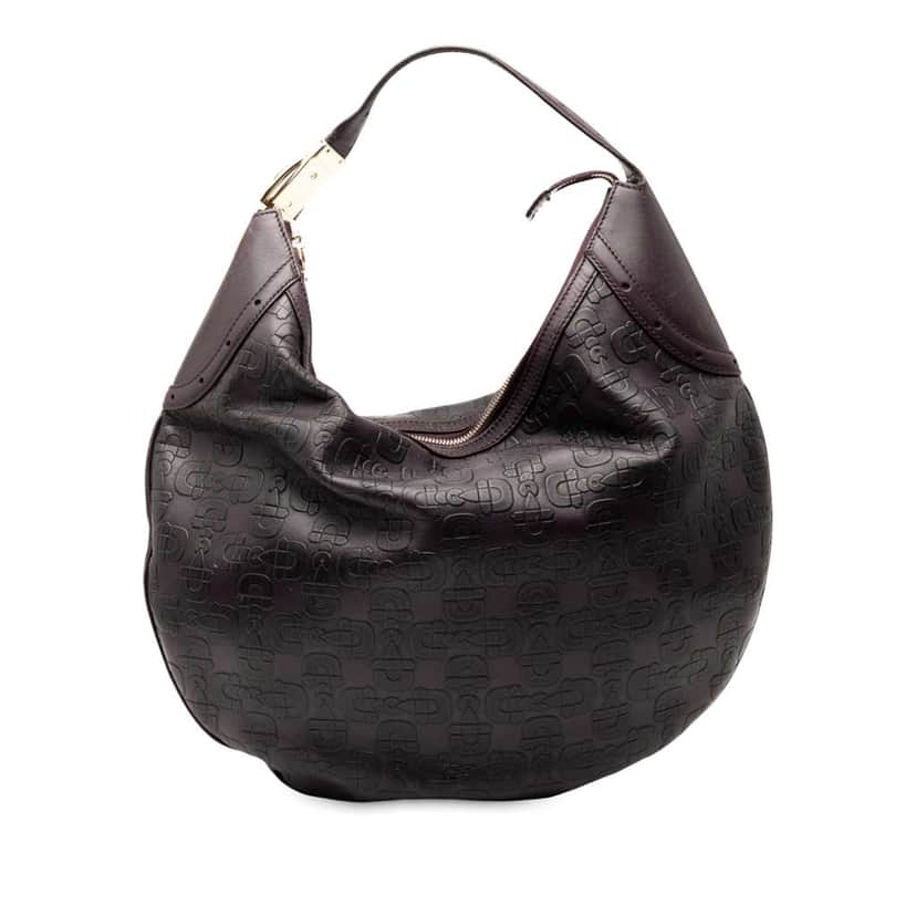 Gucci Embossed Leather Horsebit Glam Hobo Purple Leather Good condition - Front View