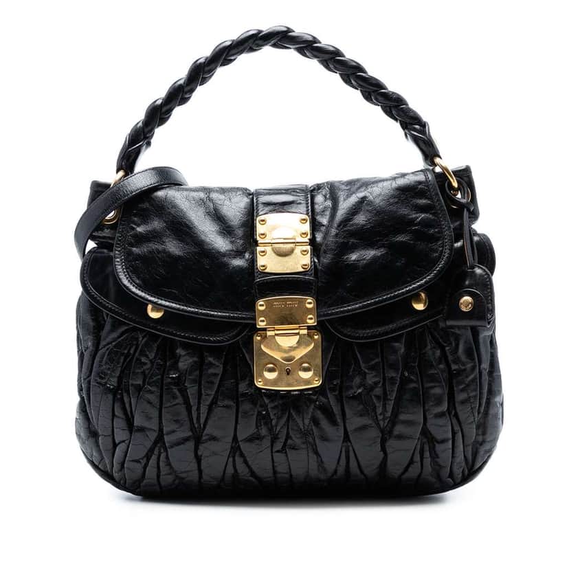 Miu Miu Matelasse Nappa Coffer Satchel Black Leather Good condition - Front View