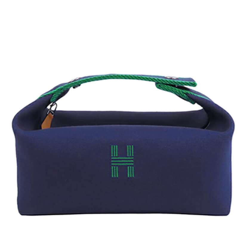 Hermès Small Toile Bride A Brac Case Blue Canvas Good condition - Front View