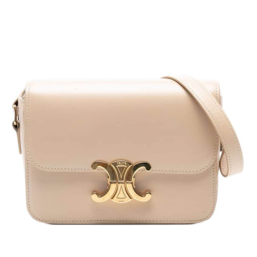 Celine Teen Shiny Calfskin Triomphe Crossbody Brown Leather Good condition - Front View