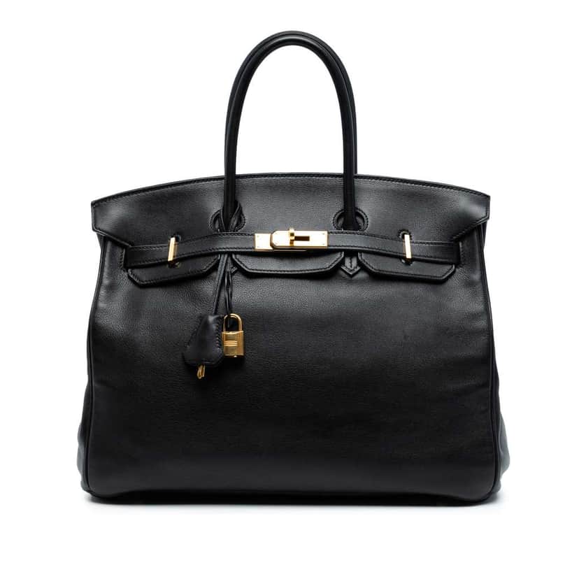 Hermès Swift Birkin Retourne 35 Black Leather Good condition - Front View