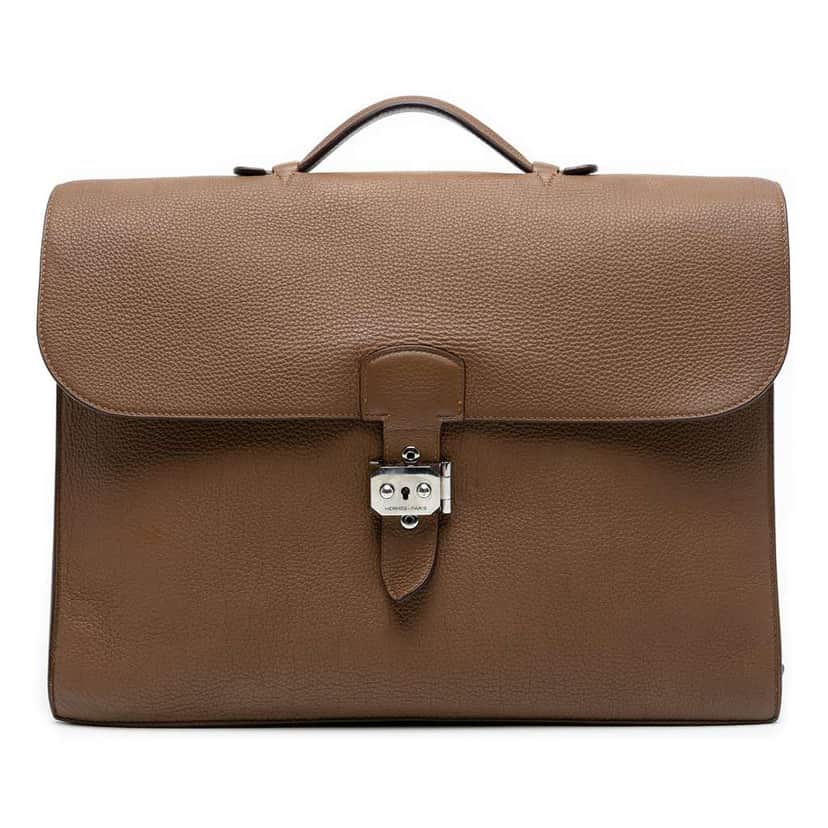 Hermès Togo Sac A Depeches 38 Brown Leather Good condition - Front View