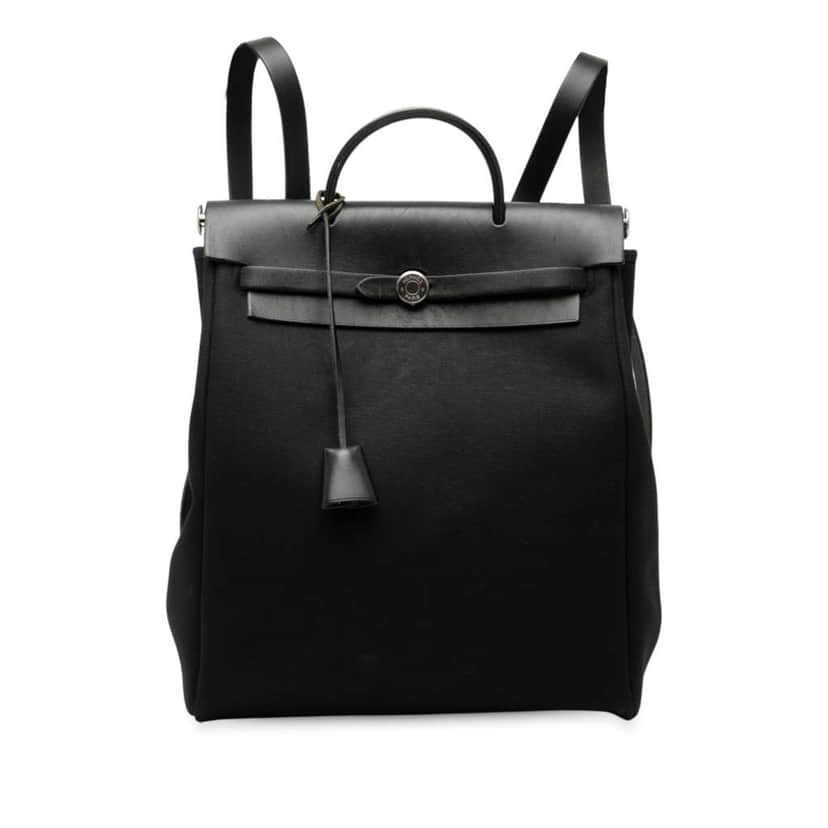 Hermès Toile Herbag GM Backpack Black Canvas Good condition - Front View