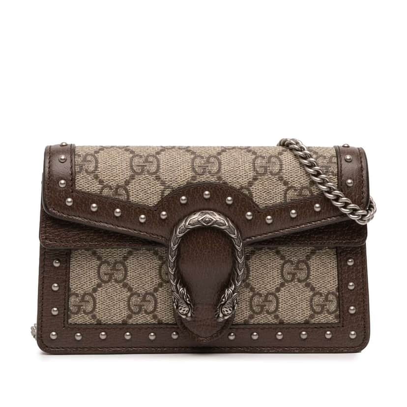 Gucci Mini GG Supreme Studs Dionysus Crossbody Brown Canvas Good condition - Front View