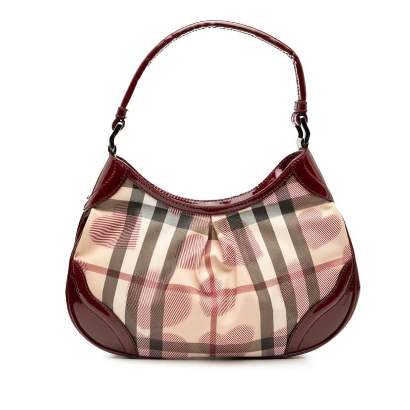 Burberry Hearts Nova Check Coated Canvas Shoulder Bag Brown Canvas Good condition - Front View