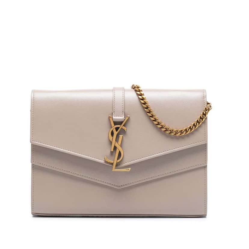 Saint Laurent Leather Monogram Sulpice Wallet on Chain Brown Leather Good condition - Front View