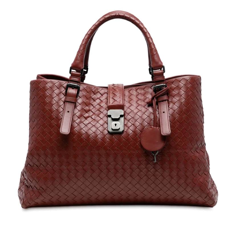 Bottega Veneta Medium Nappa Intrecciato Roma Tote Red Leather Good condition - Front View