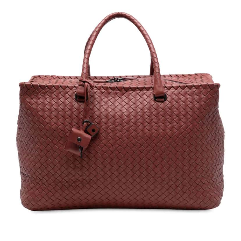Bottega Veneta Nappa Intrecciato Brick Tote Red Leather Good condition - Front View
