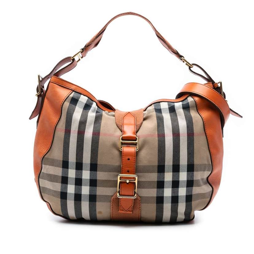 Burberry House Check Canvas Ashwood Hobo Brown Canvas Very good condition - Front View