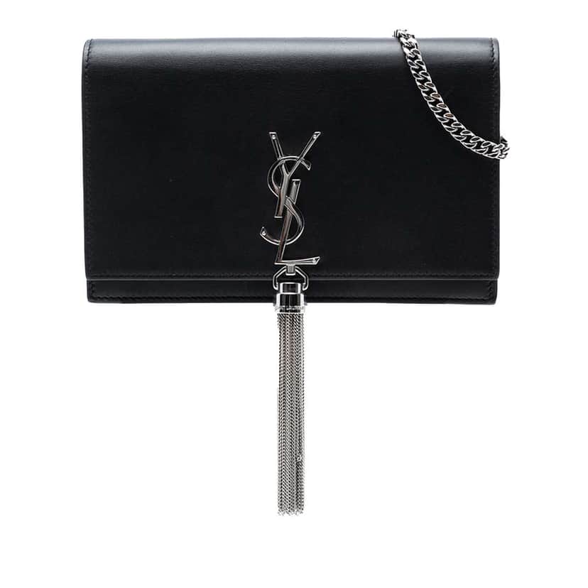 Saint Laurent Leather Monogram Kate Tassel Wallet on Chain Black Leather Good condition - Front View