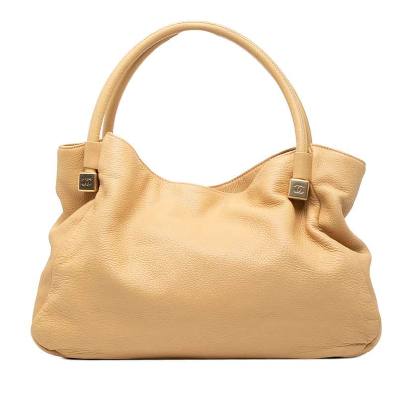 Chanel Grained Calfskin CC Dice Tote Brown Leather Good condition - Front View