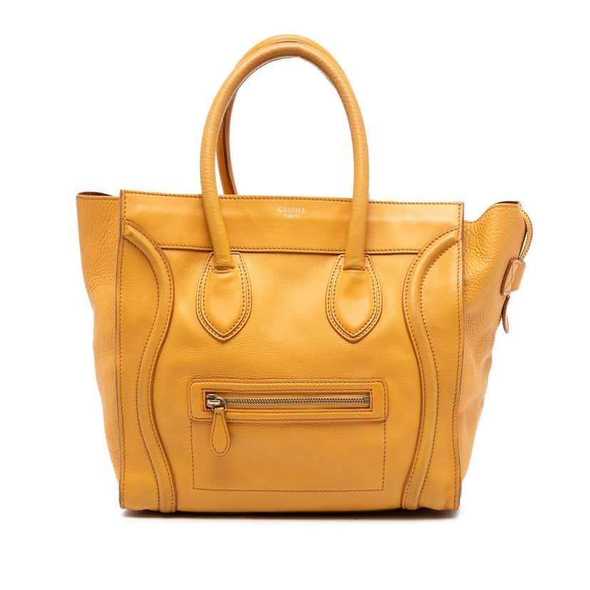 Celine Mini Leather Luggage Tote Yellow Leather Good condition - Front View