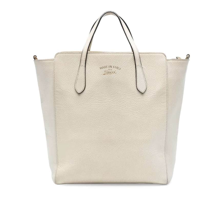 Gucci Leather Swing Convertible Tote White Leather Fair condition - Front View