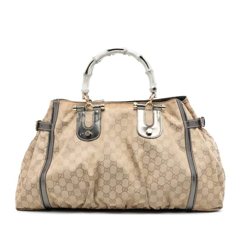 Gucci GG Canvas Bamboo Dialux Pop Tote Brown Canvas Good condition - Front View