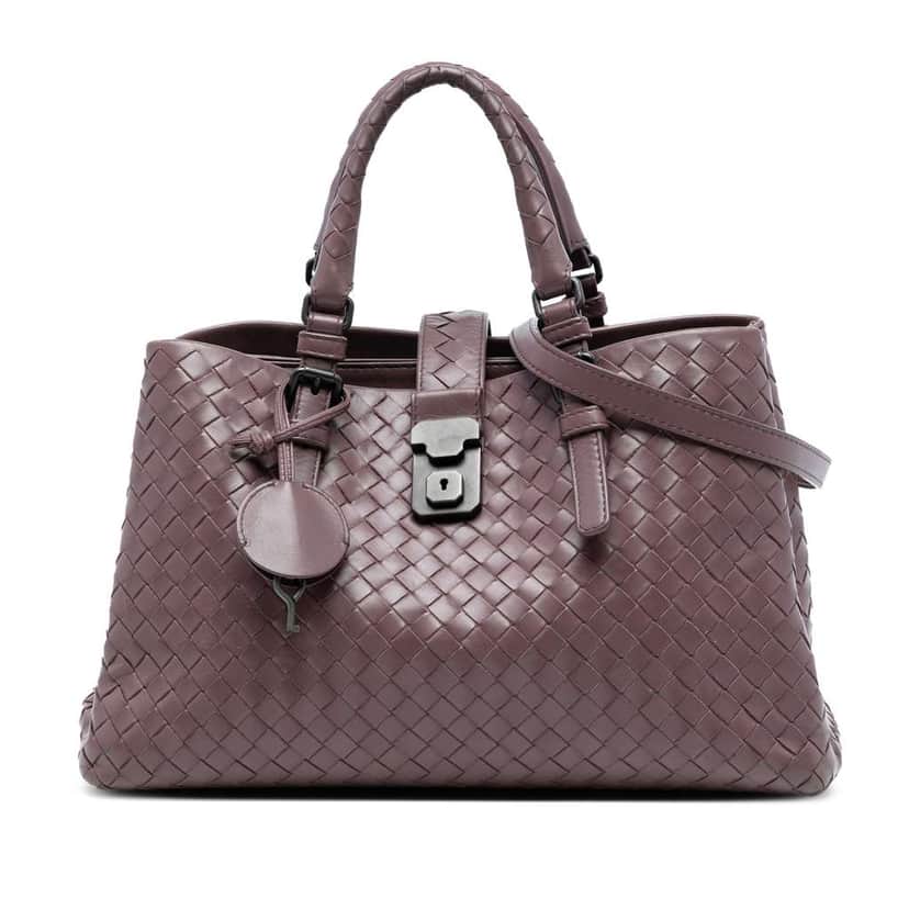 Bottega Veneta Small Nappa Intrecciato Roma Satchel Red Leather Good condition - Front View
