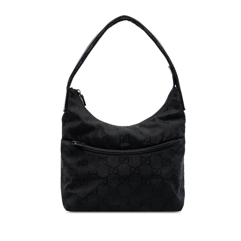 Gucci GG Canvas Shoulder Bag Black Canvas Good condition - Front View