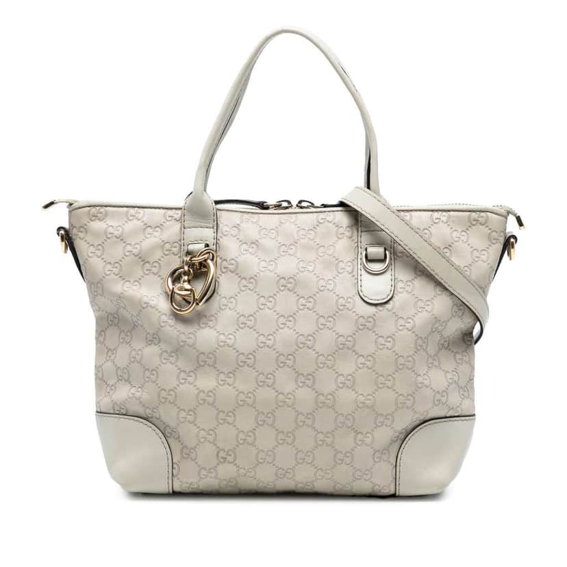 Gucci Guccissima Heart Bit Tote White Leather Good condition - Front View