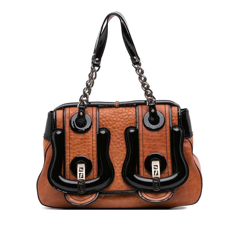 Fendi Medium Leather B Bag Top Handle Bag Brown Leather Good condition - Front View