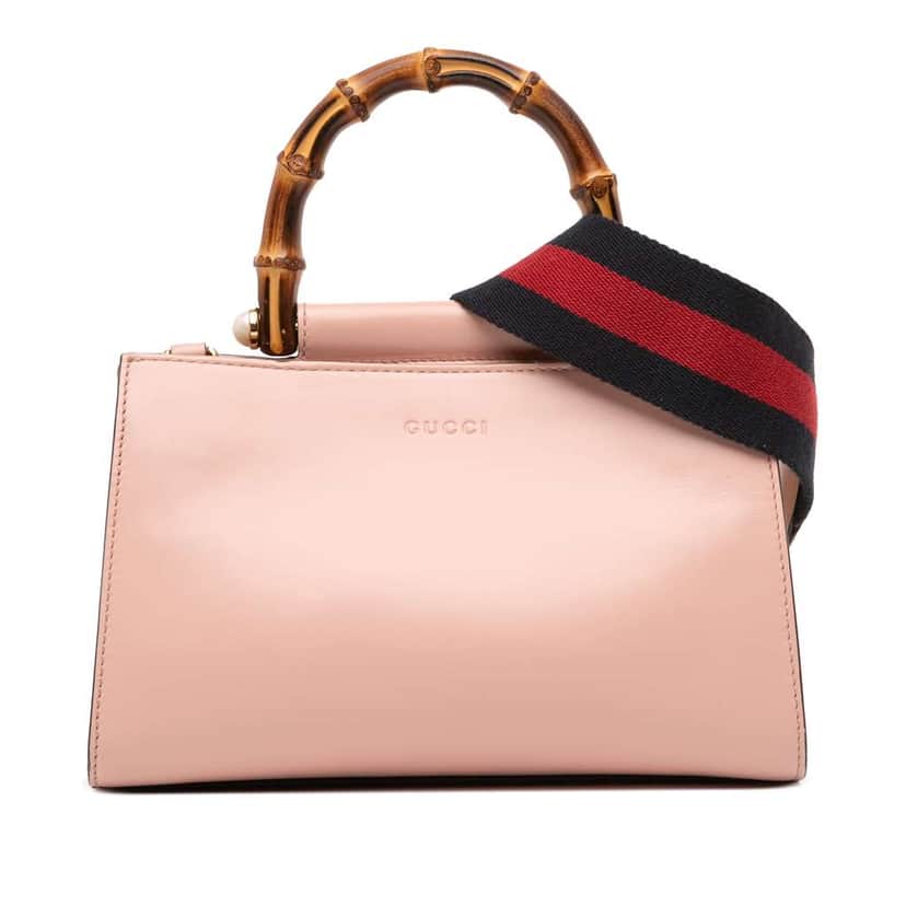 Gucci Mini Leather Bamboo Nymphaea Satchel Pink Leather Good condition - Front View