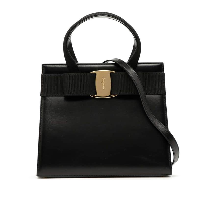 Salvatore Ferragamo Leather Vara Bow Satchel Black Leather Good condition - Front View