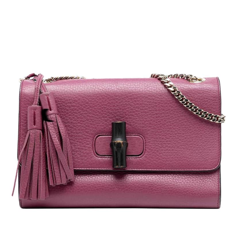 Gucci Medium Leather Miss Bamboo Crossbody Pink Leather Good condition - Front View