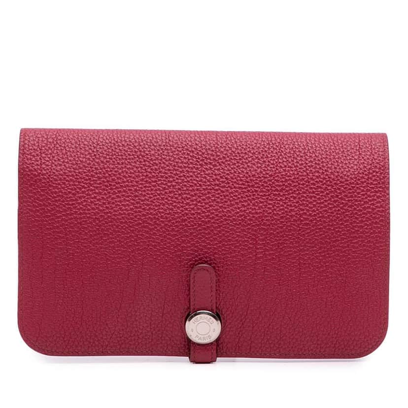 Hermès Togo Dogon Duo Wallet GM Red Leather Good condition - Front View