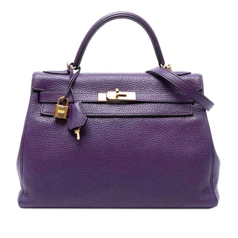 Hermès Togo Kelly II Retourne 32 Purple Leather Good condition - Front View