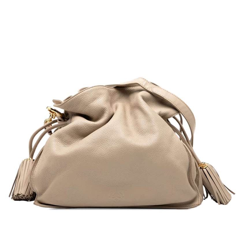 Loewe Nappa Flamenco Tassel 30 Brown Leather Good condition - Front View