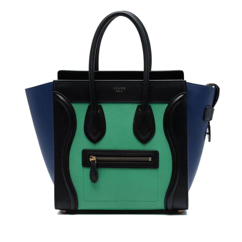 Celine Micro Tricolor Leather Luggage Tote Green Leather Good condition - Front View