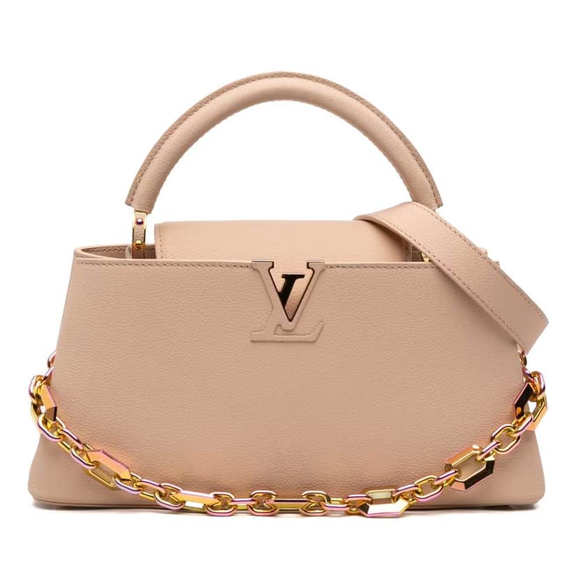 Louis Vuitton Grained Calfskin Capucines East West MM Brown Leather Good condition - Front View