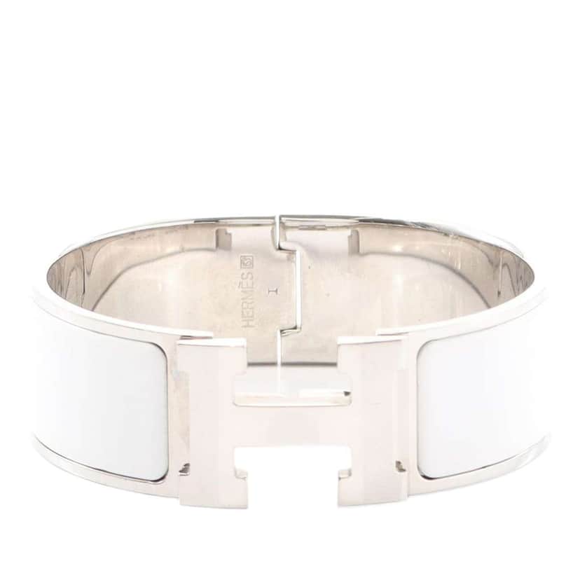 Hermès Wide Enamel Clic Clac H Bracelet PM White Very good condition - Front View