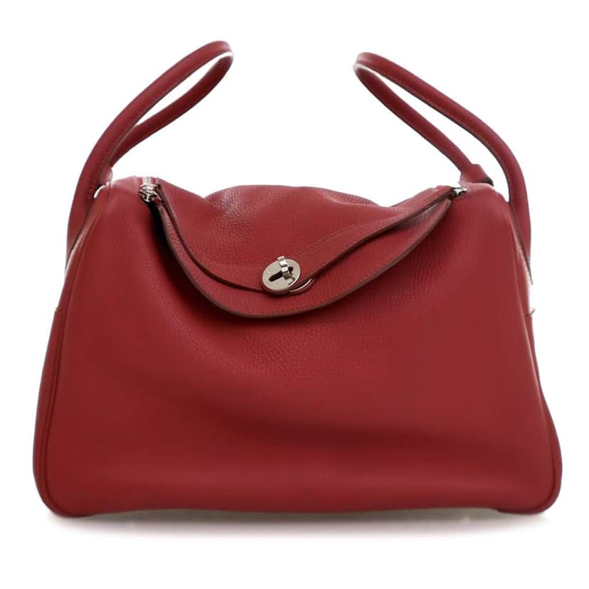 Hermès Clemence Lindy 34 Red Leather Good condition - Front View