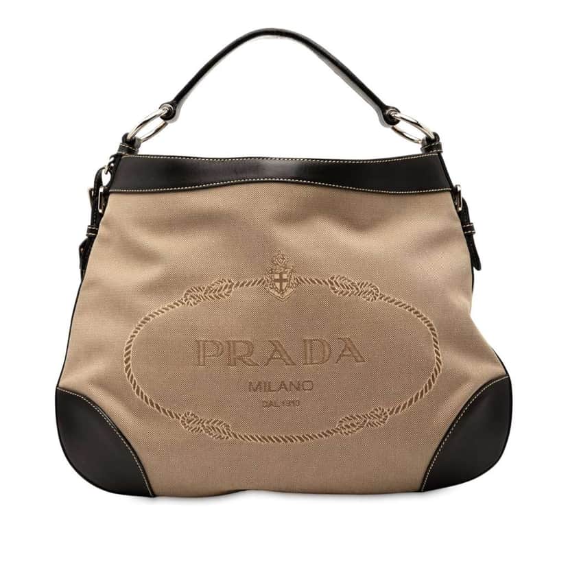 Prada Canvas Canapa Logo Hobo Brown Canvas Good condition - Front View
