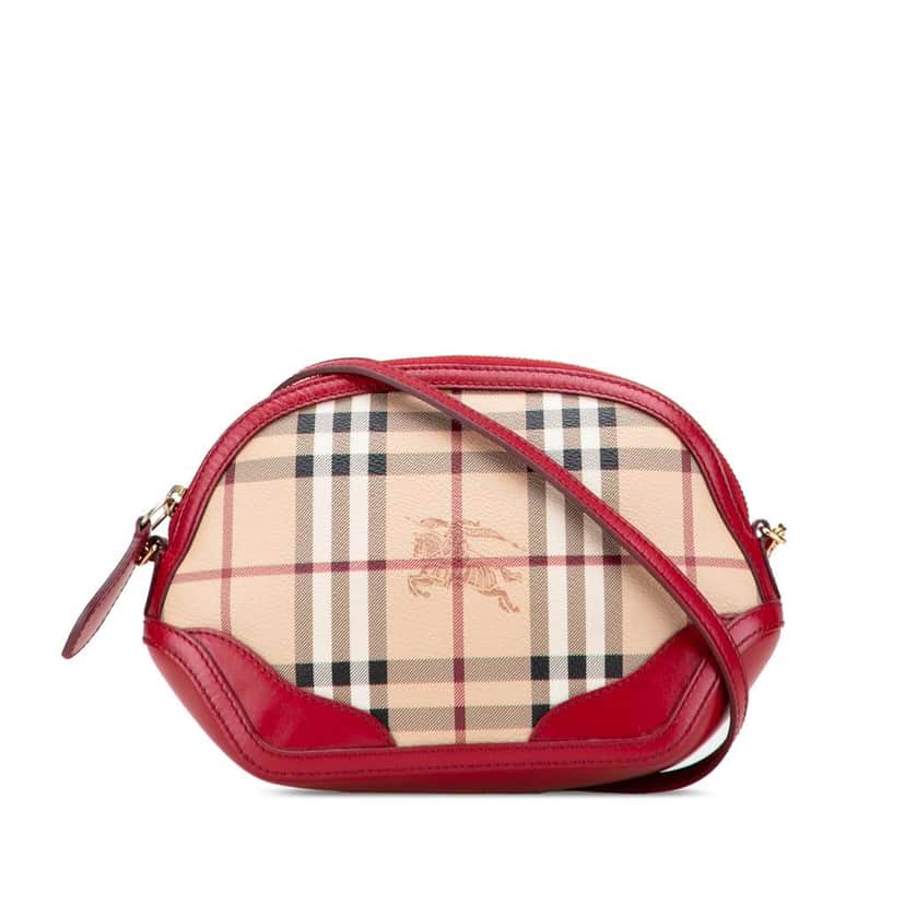 Burberry Mini Haymarket Check Coated Canvas Orchard Crossbody Brown Canvas Very good condition - Front View