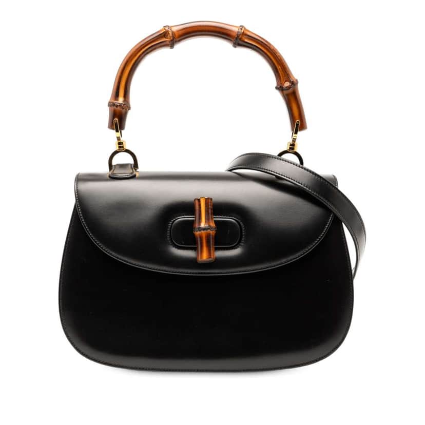 Gucci Calfskin Bamboo Night Black Leather Good condition - Front View