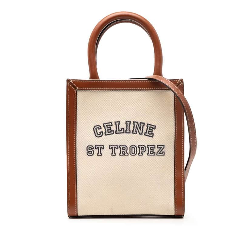 Celine Mini Canvas St Tropez Vertical Cabas Tote Brown Canvas Good condition - Front View
