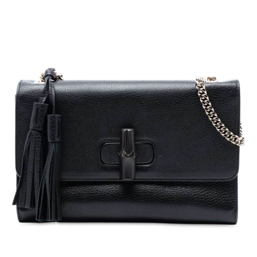 Gucci Medium Leather Miss Bamboo Crossbody Black Leather Good condition - Front View