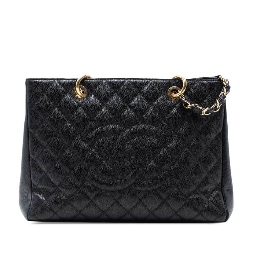Chanel Caviar Grand Shopping Tote Black Leather Good condition - Front View