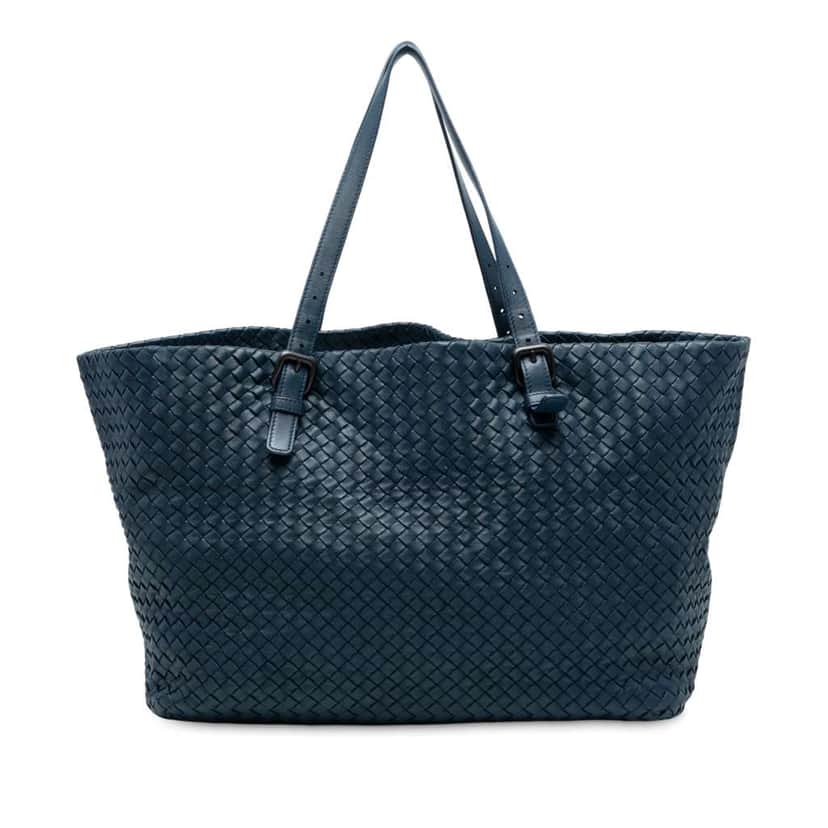 Bottega Veneta Large Nappa Intrecciato Cesta Tote Blue Leather Good condition - Front View