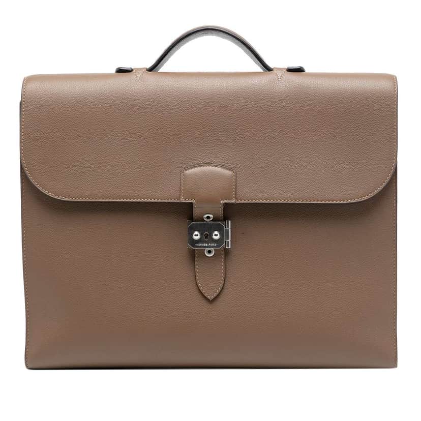 Hermès Evercolor Sac A Depeches 38 Brown Leather Good condition - Front View