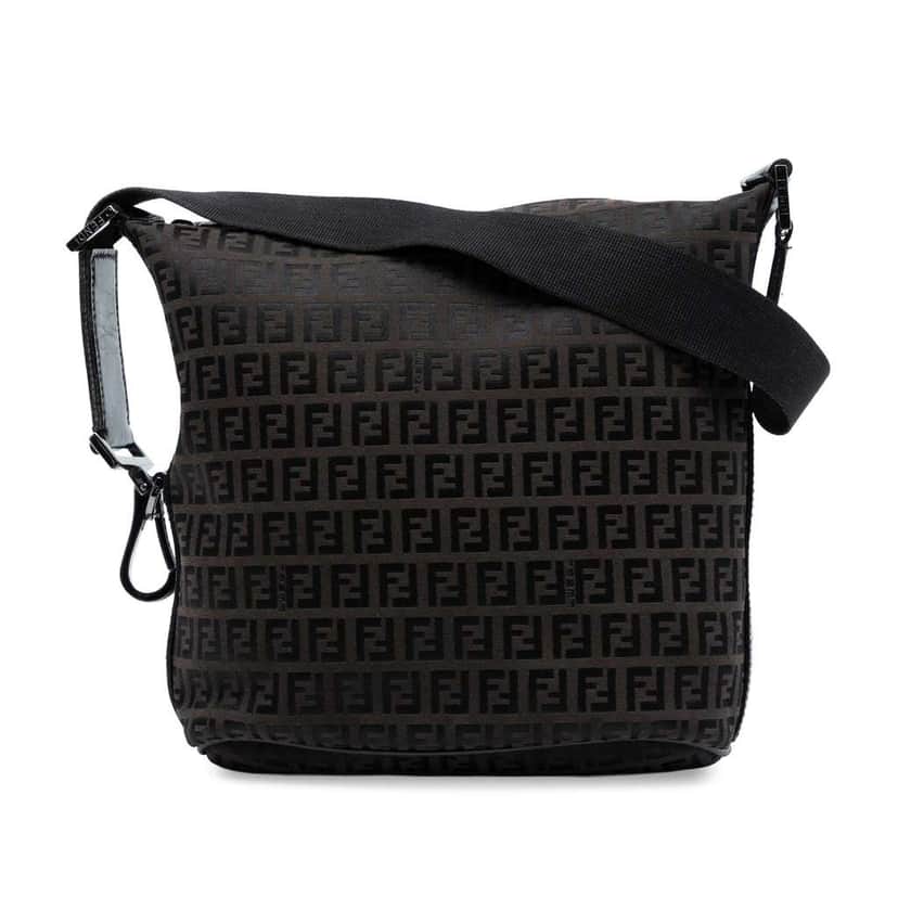 Fendi Zucchino Canvas Shoulder Bag Brown Canvas Very good condition - Front View