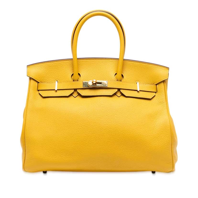 Hermès Togo Birkin Retourne 35 Yellow Leather Good condition - Front View
