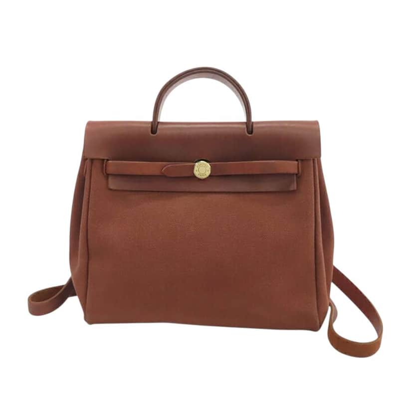 Hermès Toile Herbag Backpack PM Brown Canvas Good condition - Front View