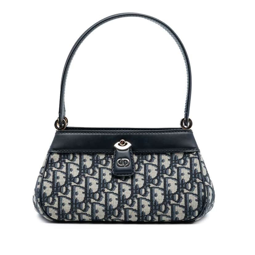 Dior Oblique Canvas Key Shoulder Bag Blue Canvas Very good condition - Front View