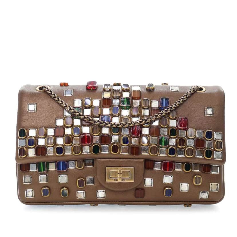 Chanel Paris Byzance Gripoix Bijoux Reissue 2.55 Calfskin Single Flap 225 Brown Leather Good condition - Front View