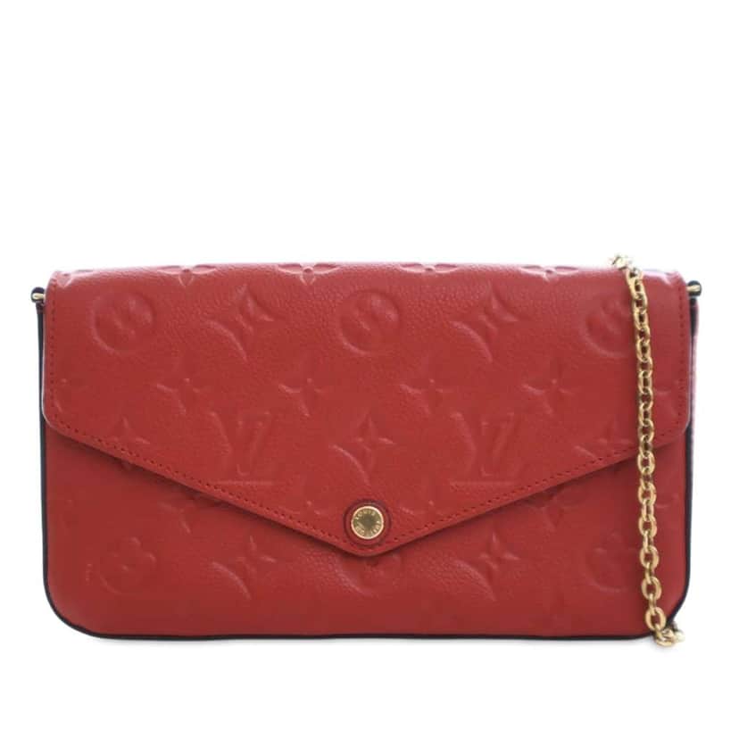 Louis Vuitton Monogram Empreinte Pochette Felicie Red Leather Good condition - Front View